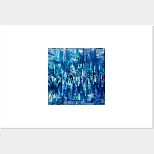 Pause - blue square abstract painting Wall Art by acdlart